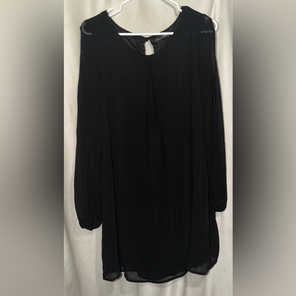 As U Wish Black Long Sleeve Shift Dress